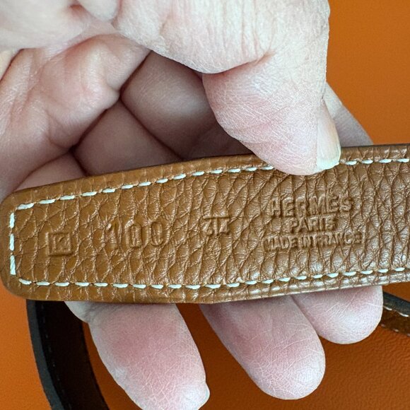 Hermes Mini Constance Etoupe and Black Reversible Silver Belt Sz 100 Never Used - Picture 4 of 12